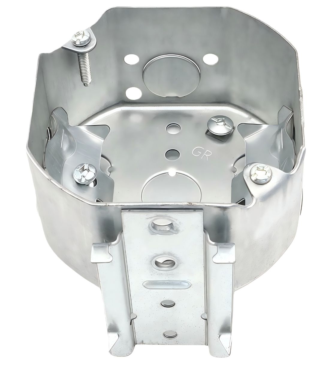Material: Galvanized Steel, 4” Octagonal Boxes, “B” bracket, 11/2” sides KOS, 1 1/2” bottom KOS