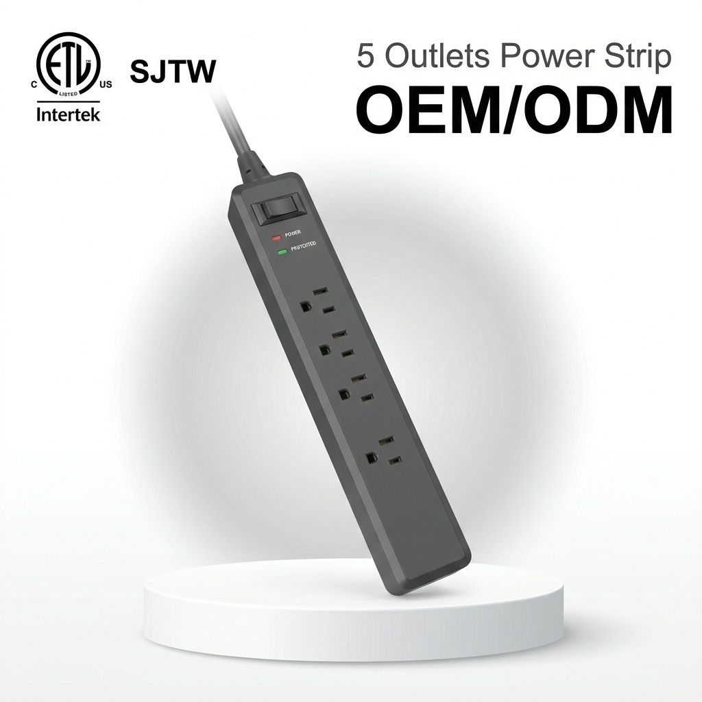 Portable 5 Outlets 1USB-A 1Type-C ETL Listed Surge Protector Power Strip