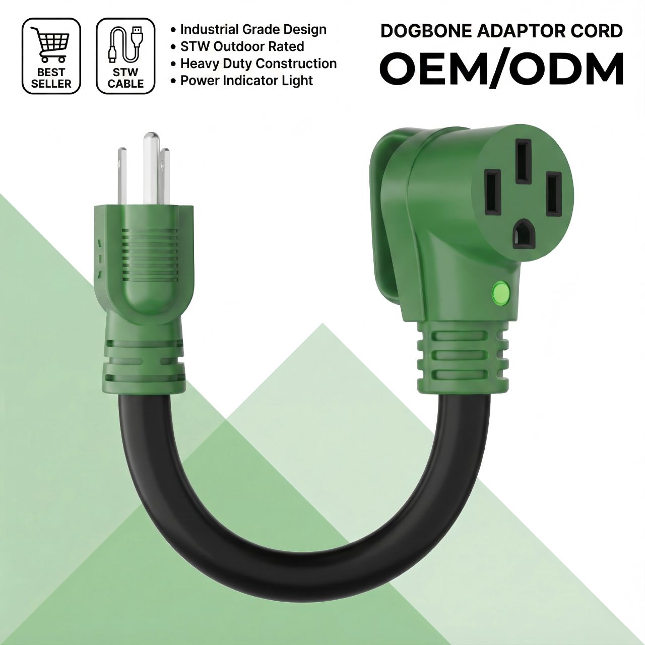 10/3 AWG STW Heavy Duty RV Extension Cord 5-15P to 14-50R Dogbone Cable for Camper Generator OEM