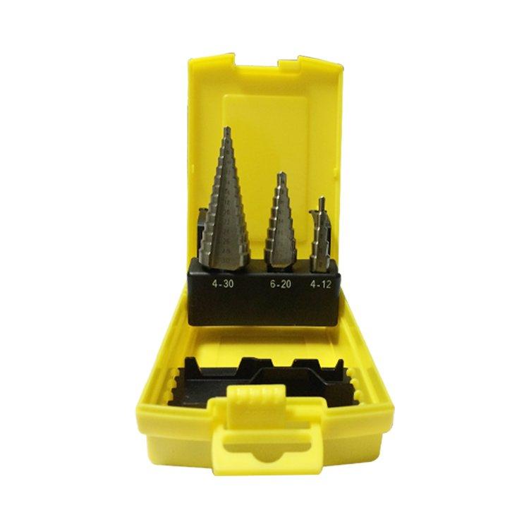 3Pcs Metric Three Flats Shank Straight Flute Bright HSS Step Drill Bit Set