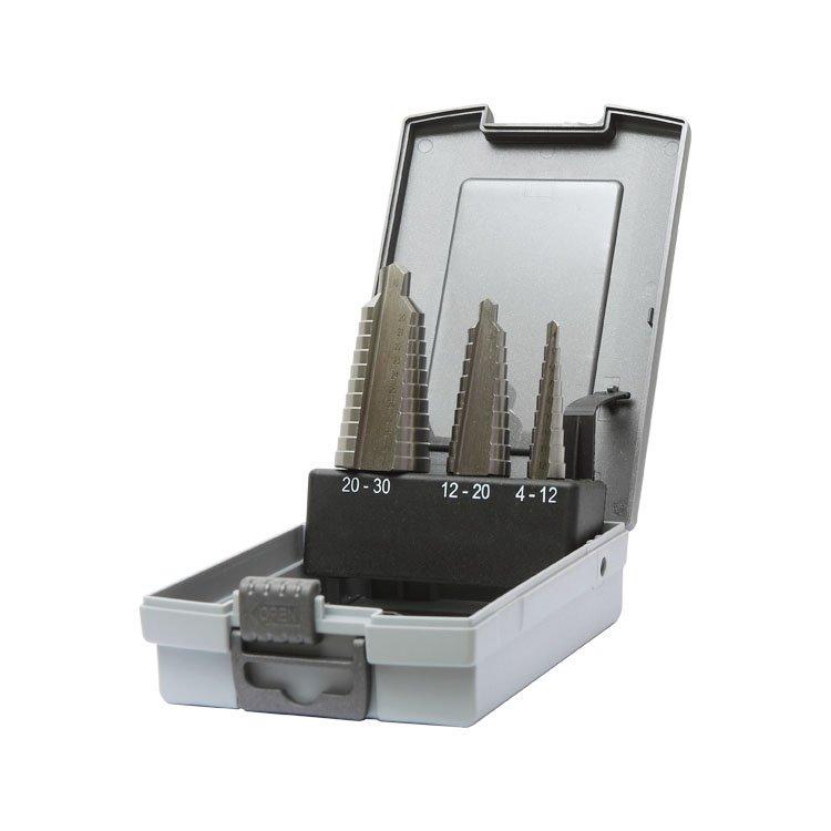 3Pcs Metric 3 Flats Shank Straight Flute HSS Step Drill Bit Set
