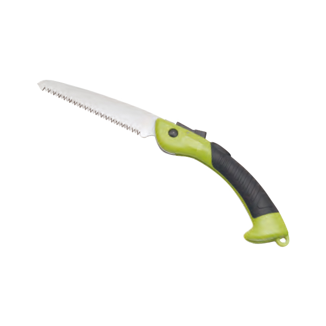 Folding saw.
Carbon steel blade,heat-trated.
ABS+TPR grip with locker buttom.