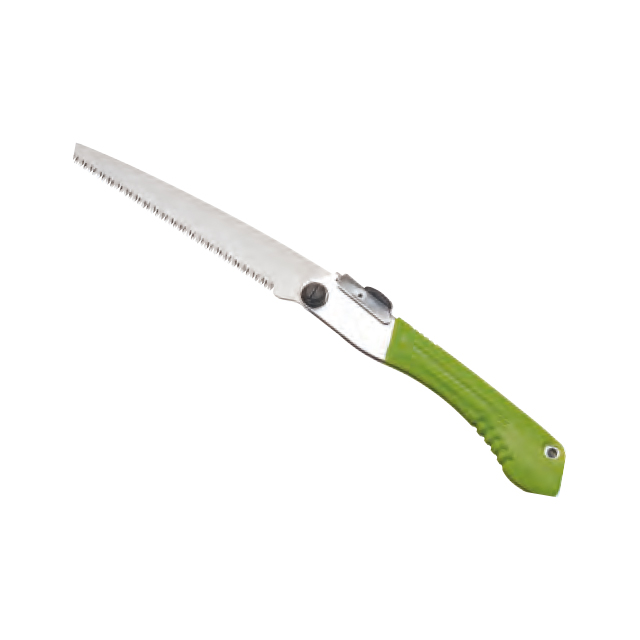 Folding saw.
Carbon steel blade,heat-treated.
PP grip.