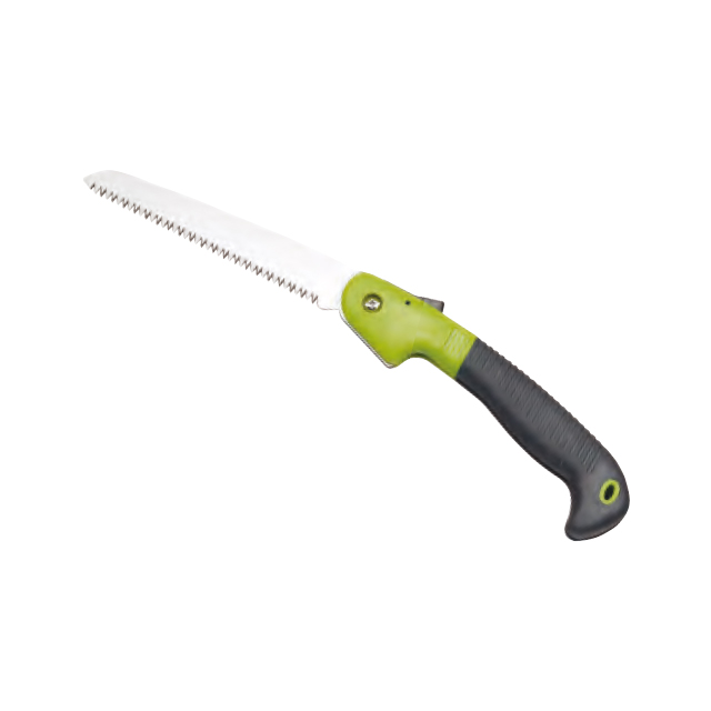 Folding saw.
Carbon steel blade,heat-treated.
ABS+TPR grip.