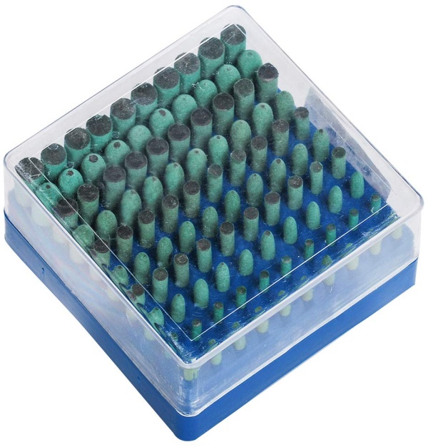 Green 100pcs Rubber Grinding Heads,3mm Shank Assorted Accessory, Mounted Point Wheel Head Kit for Dremel Polish