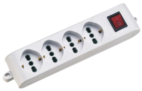 4 ways Italian multisocket with Luminous switch