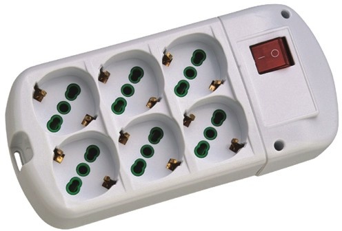 6 ways Italian multisocket with Luminous switch