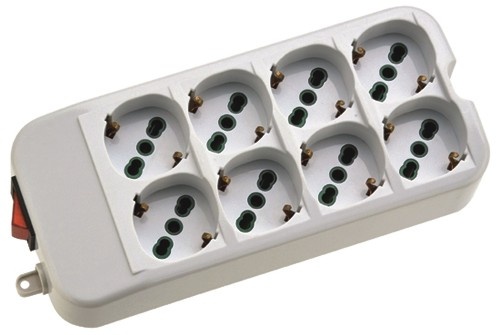 8 ways Italian multisocket with Luminous switch