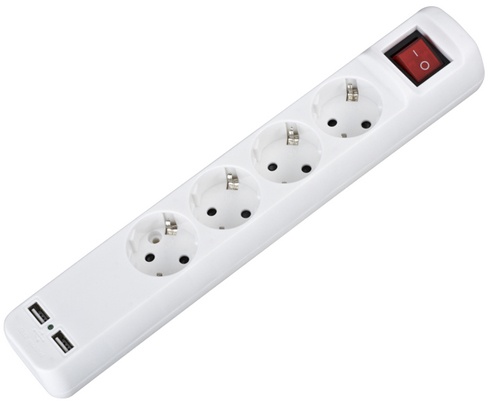 4 way rewirable socket-outlet+USB